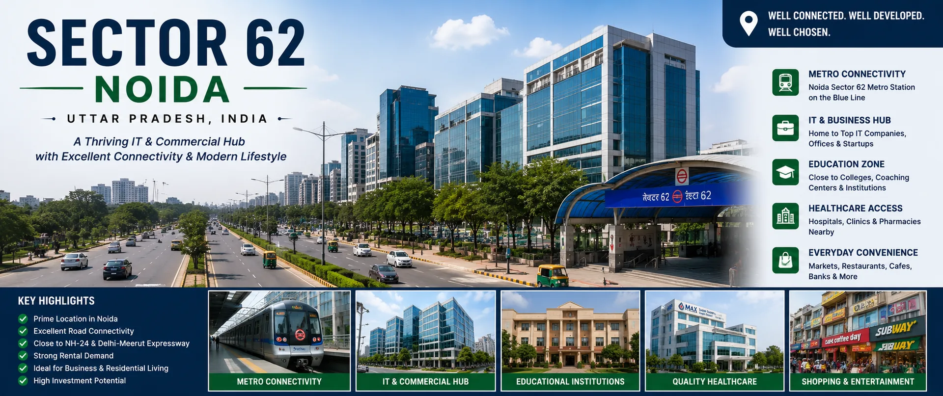 Sector 62 Noida  IT Hub & Prime Locality