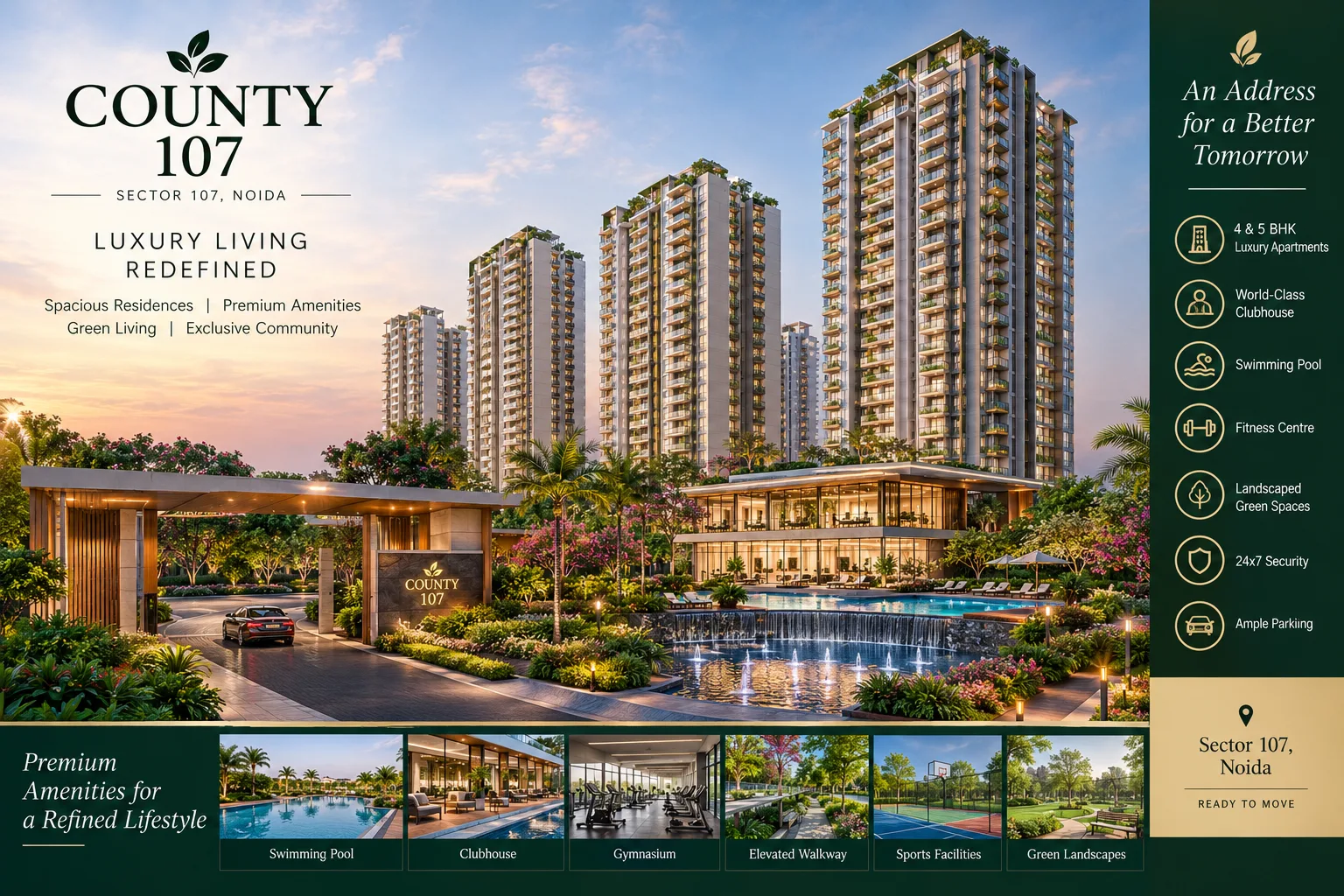 County 107 Sector 107 Noida – Ready to Move Luxury Apartments in Noida
