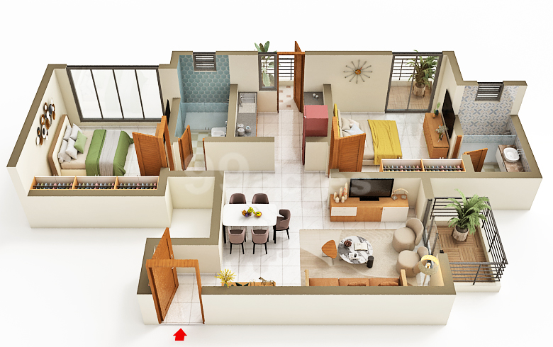 2 BHK Floor Plan